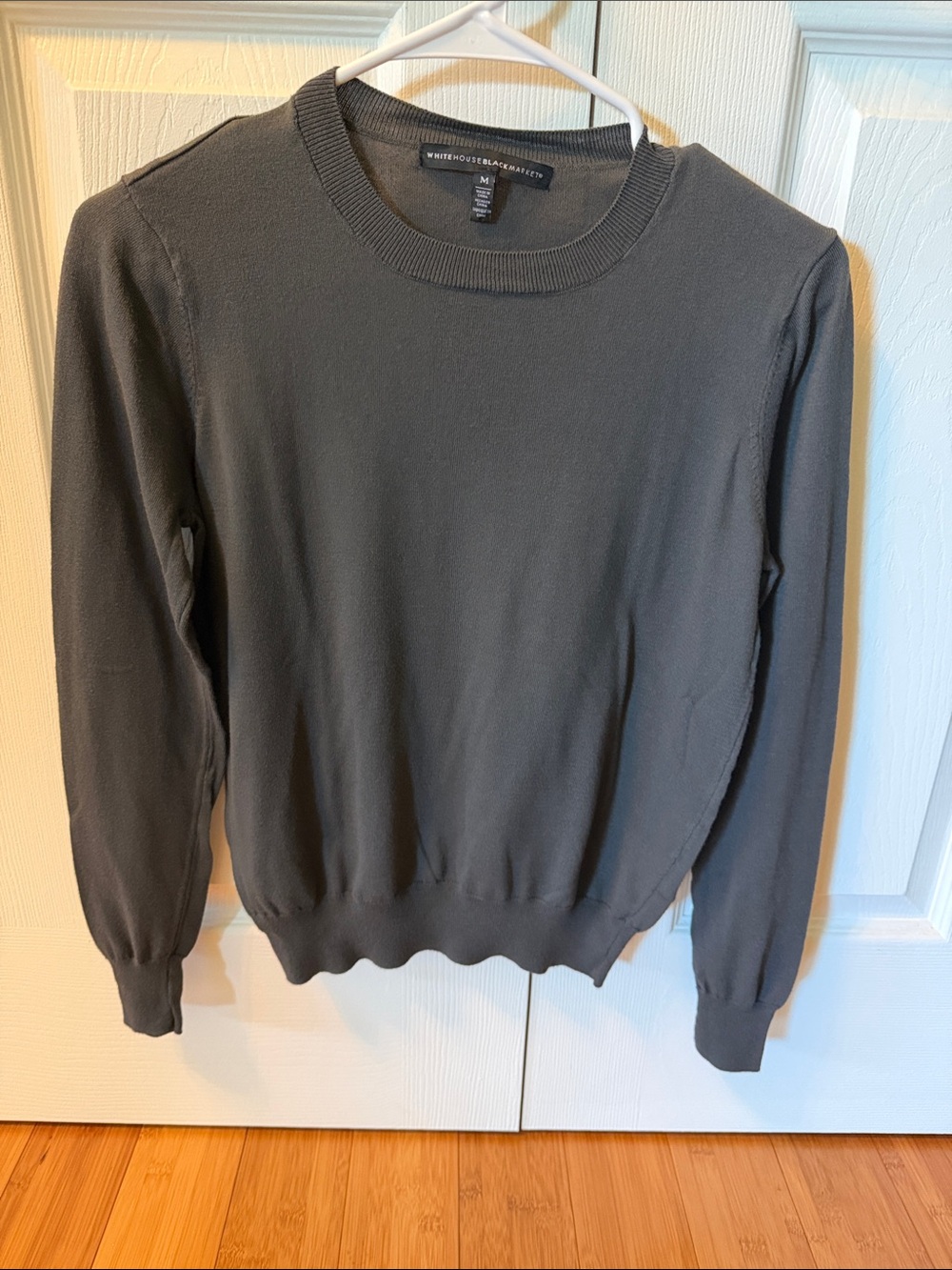 White House Black Market Women's Crewneck Sweater in Charcoal Gray
